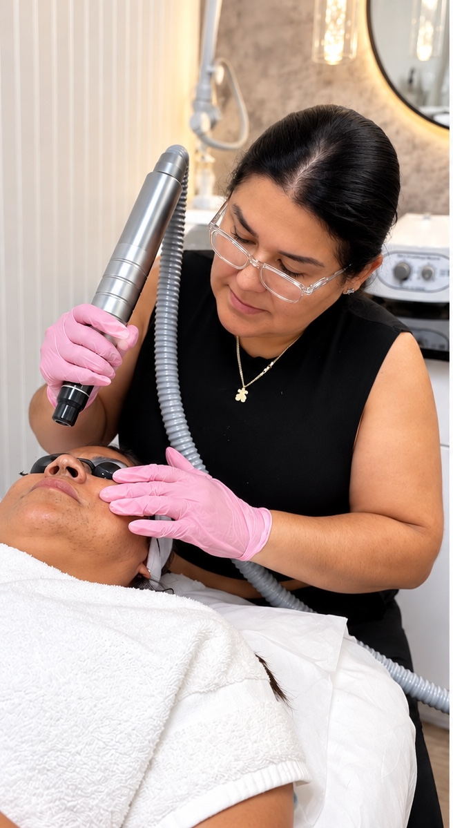 Patricia realizando un tratamiento facial personalizado en Emporio
